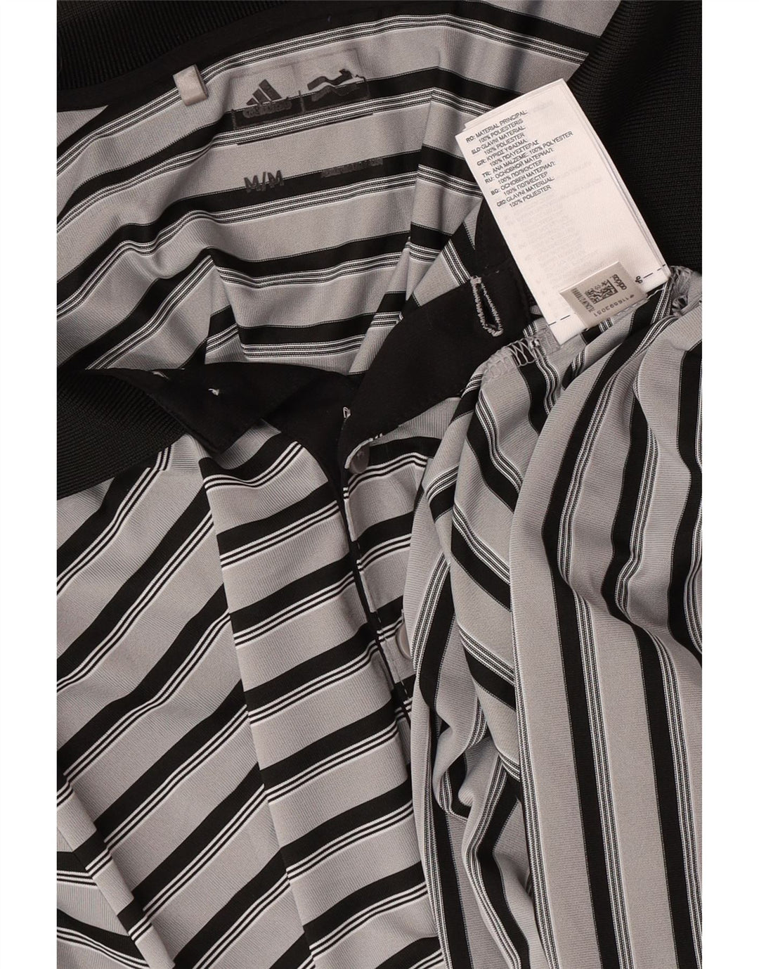 Ανδρικό πουκάμισο ράγκμπι πόλο της Adidas με μεσαίο γκρι ριγέ πολυεστέρα