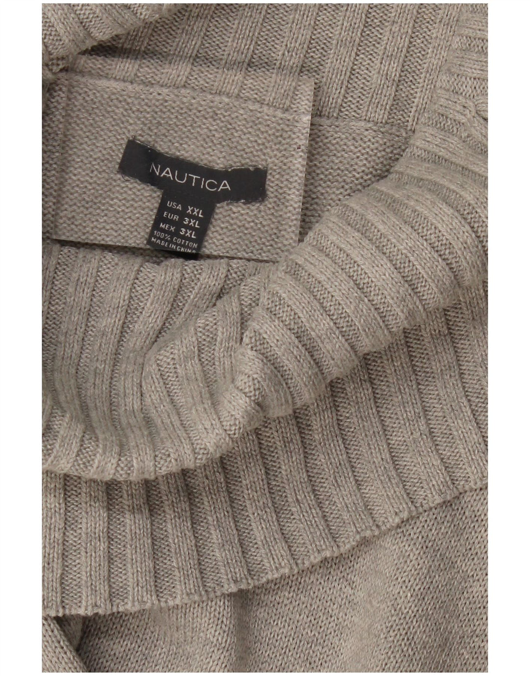 NAUTICA Γυναικείο πουλόβερ με ρολό λαιμόκοψη UK 20 2XL Γκρι βαμβακερό