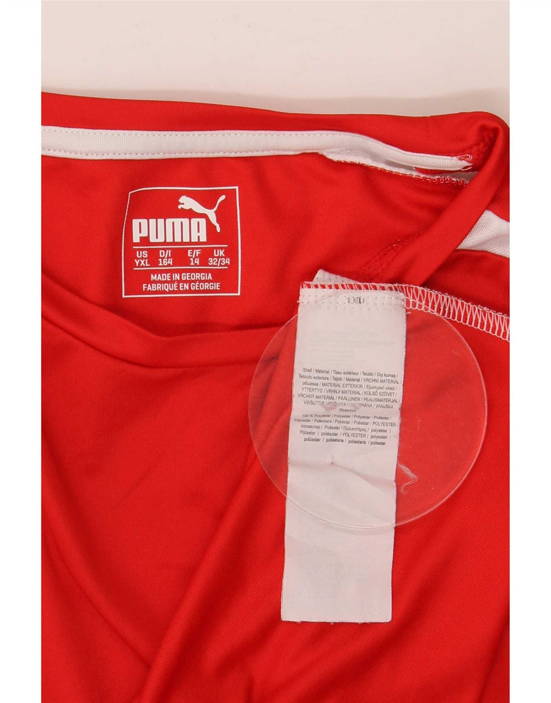 Puma Boys T-Shirt Top 13-14 Years Red Colourblock Polyester