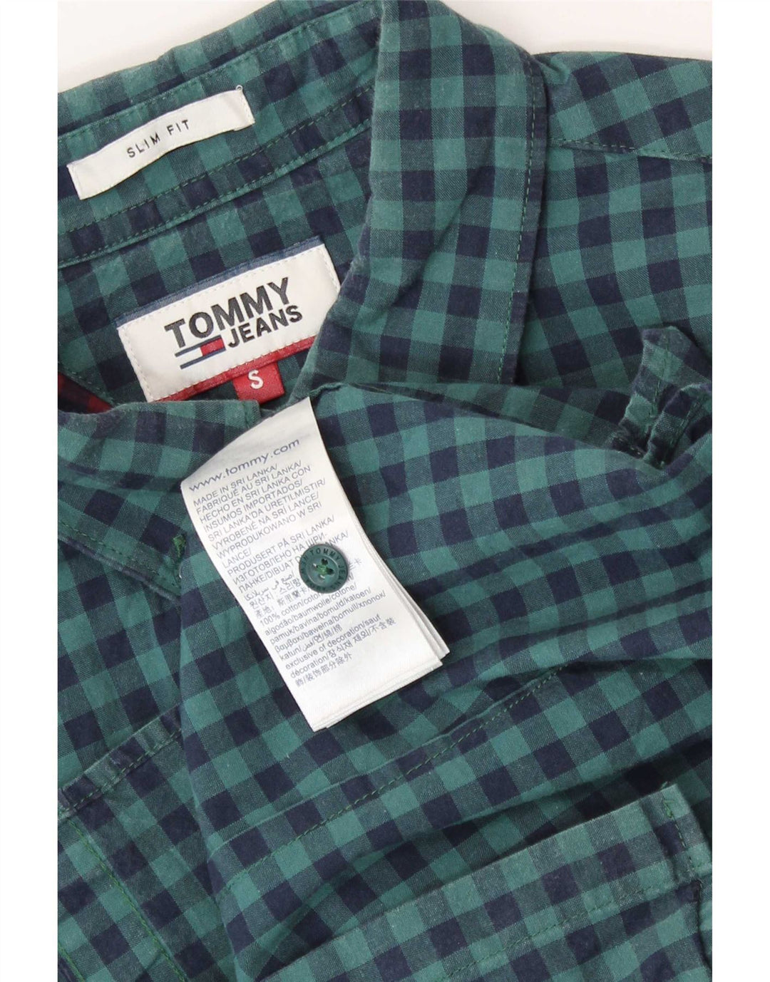 Tommy Hilfiger Ανδρικό πουκάμισο Slim Fit Μικρό Navy Blue Gingham Cotton