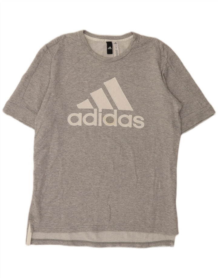 Ανδρικό γραφικό T-Shirt Adidas Τοπ μεσαίου γκρι βαμβακερό