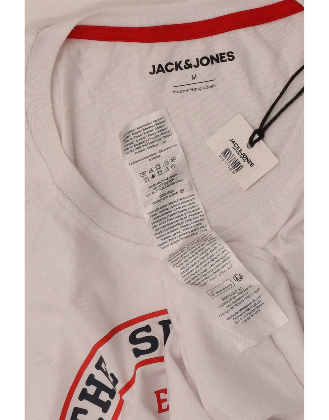 Jack & Jones Ανδρικό γραφικό μπλουζάκι Μπλουζάκι, μεσαίο λευκό βαμβακερό
