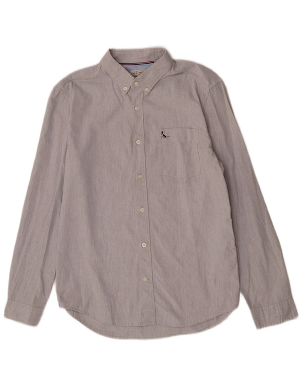 Jack Wills Mens Slim Fit Shirt Medium Grey Cotton