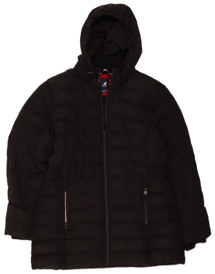 Kangol γυναικείο παλτό με κουκούλα UK 16 Large μαύρο πολυεστέρα