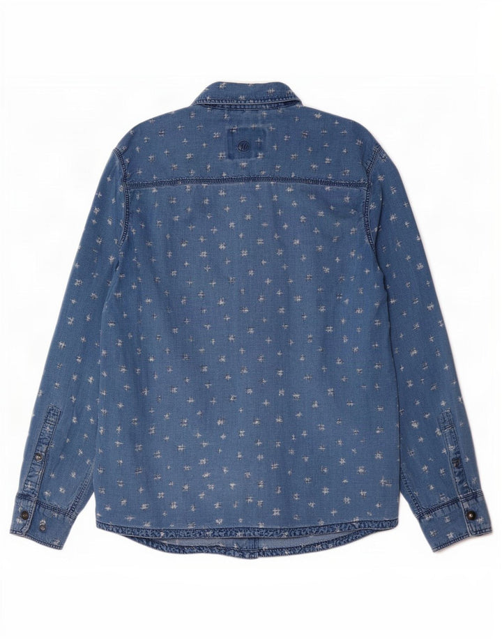 Ανδρικό πουκάμισο με αφηρημένο σχέδιο Indigo Dye Ανδρικό Μεγάλο Μπλε Βαμβακερό