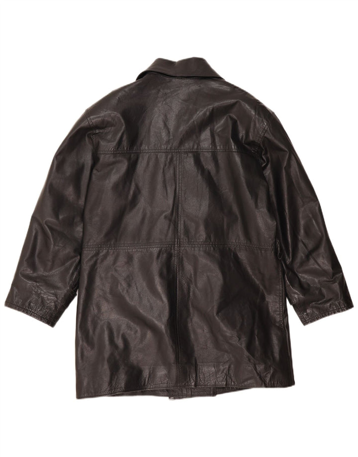 GF Γυναικείο Διπλό Δερμάτινο Παλτό UK 10 Small Black Leather