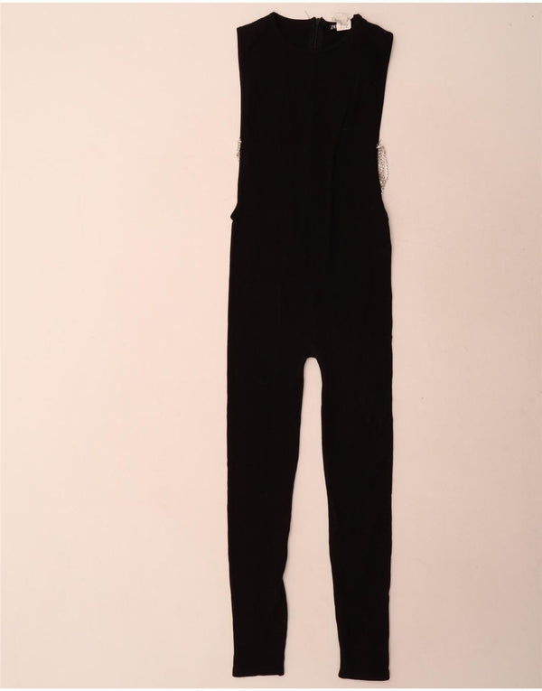 Zara Womens Sleeveless Jumpsuit UK 6 XS Black Polyamide
