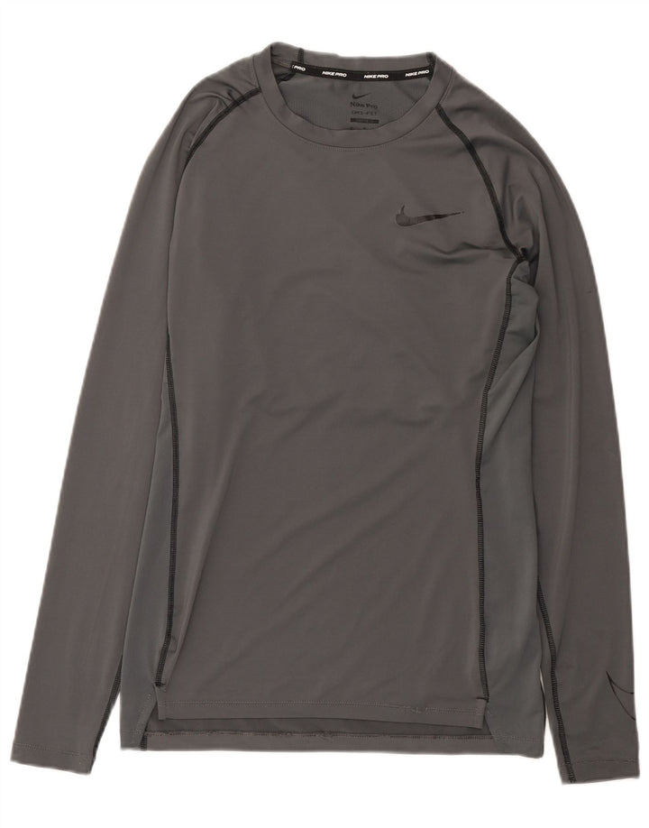 Ανδρικό τοπ Nike Dri Fit Μακρυμάνικο μεσαίο γκρι πολυεστέρας