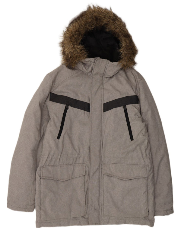 Jack & Jones Ανδρικό μπουφάν με κουκούλα UK 40 Large Grey Colourblock