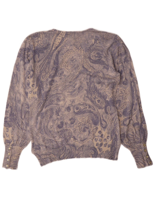 Ralph Lauren γυναικείο πουλόβερ με λαιμόκοψη σε V UK 12 Medium Blue Paisley Silk