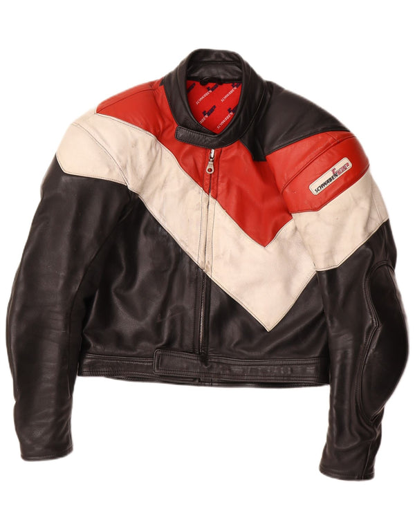 Ανδρικό δερμάτινο Biker Jacket Schwabenleder UK 38 Medium Black Colourblock