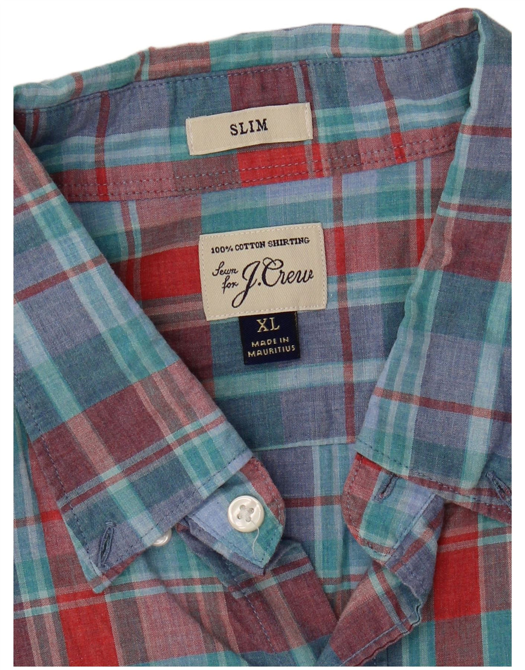 J. Crew Ανδρικό Slim Shirt XL Blue Check Cotton