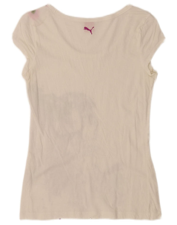 Γυναικείο κανονικό γραφικό μπλουζάκι Puma Top UK 10 Small White