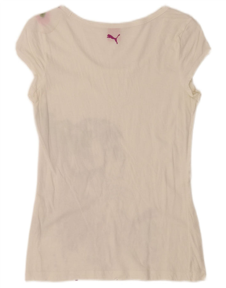 Γυναικείο κανονικό γραφικό μπλουζάκι Puma Top UK 10 Small White