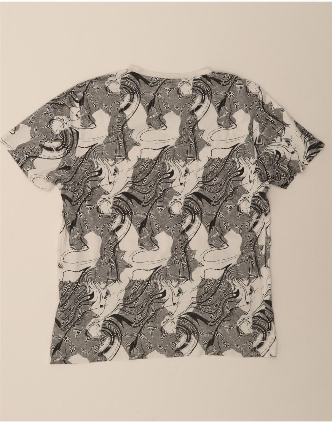 FILA Womens Abstract Pattern Graphic T-Shirt Top UK 16 Large Grey Cotton Vintage Fila and Second-Hand Fila from Messina Hembry 