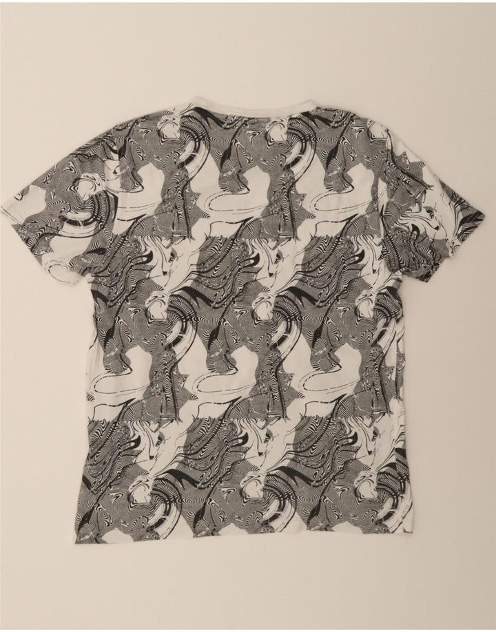FILA Womens Abstract Pattern Graphic T-Shirt Top UK 16 Large Grey Cotton Vintage Fila and Second-Hand Fila from Messina Hembry 