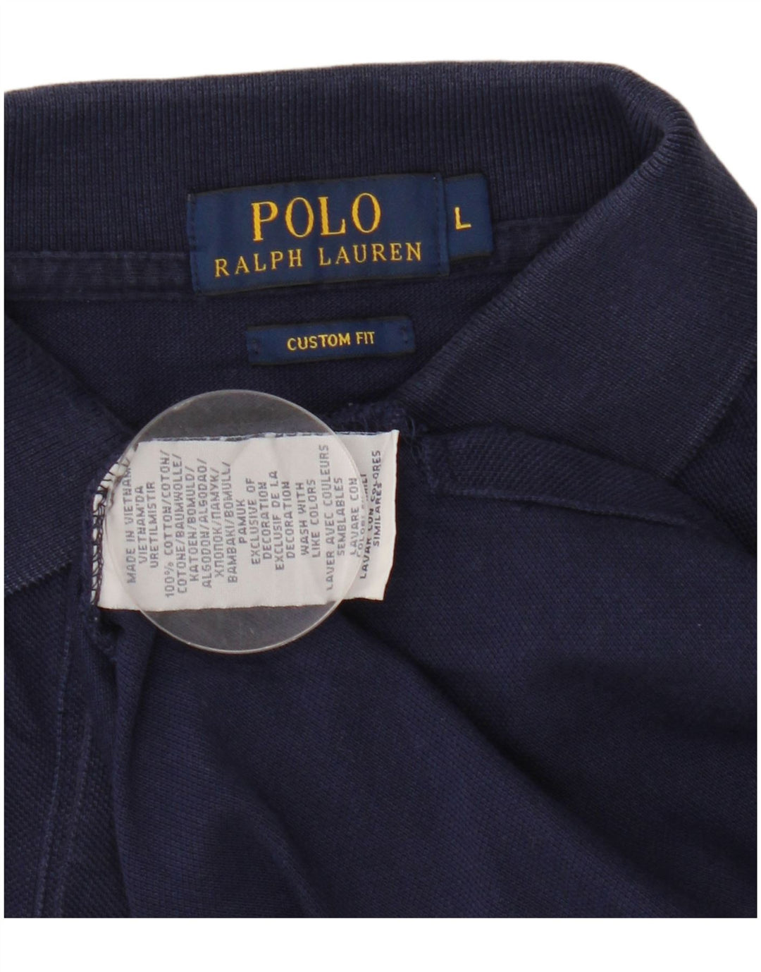 POLO RALPH LAUREN Ανδρικό πουκάμισο πόλο με προσαρμοσμένη εφαρμογή μεγάλο μπλε ναυτικό βαμβακερό