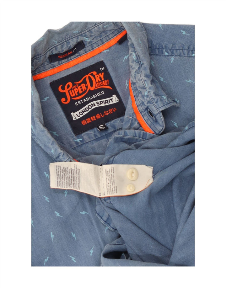 Ανδρικό πουκάμισο με κοντό μανίκι Superdry, κανονική εφαρμογή, μικρό, βαμβακερό με μπλε στίγματα
