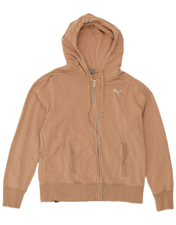 PUMA Γυναικείο πουλόβερ με κουκούλα με φερμουάρ UK 6 XS Μπεζ βαμβακερό