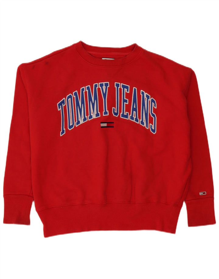 Tommy Hilfiger Γυναικείο Φούτερ με γραφικό μεγάλο μέγεθος Jumper UK 14 Medium Red