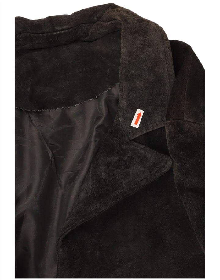 CONBIPEL Womens Suede 3 Button Blazer Jacket IT 46 Small Black Leather