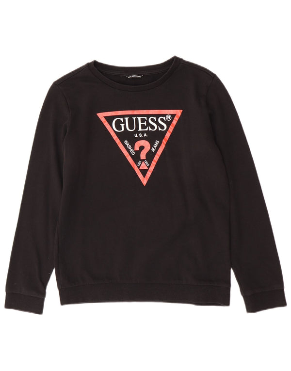 Γραφικό φούτερ Guess Girls Jumper 13-14 ετών Μαύρο βαμβακερό