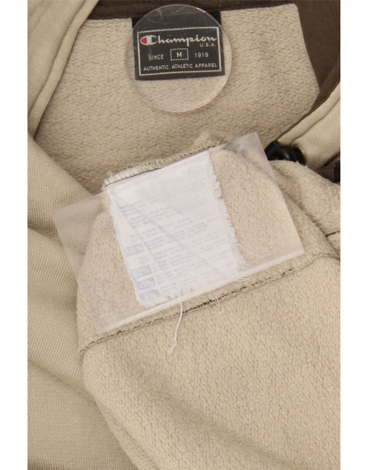 CHAMPION Mens Hoodie Jumper Medium Beige Colourblock Polyester Vintage Champion and Second-Hand Champion from Messina Hembry 