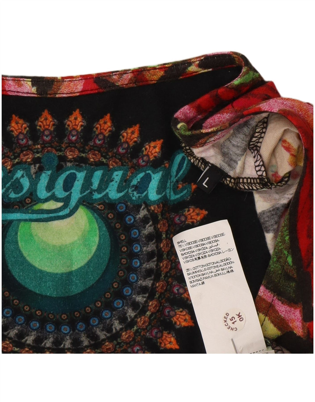 Γυναικείο Desigual Graphic A-Line φόρεμα UK 14 μεγάλο πολύχρωμο γεωμετρικό