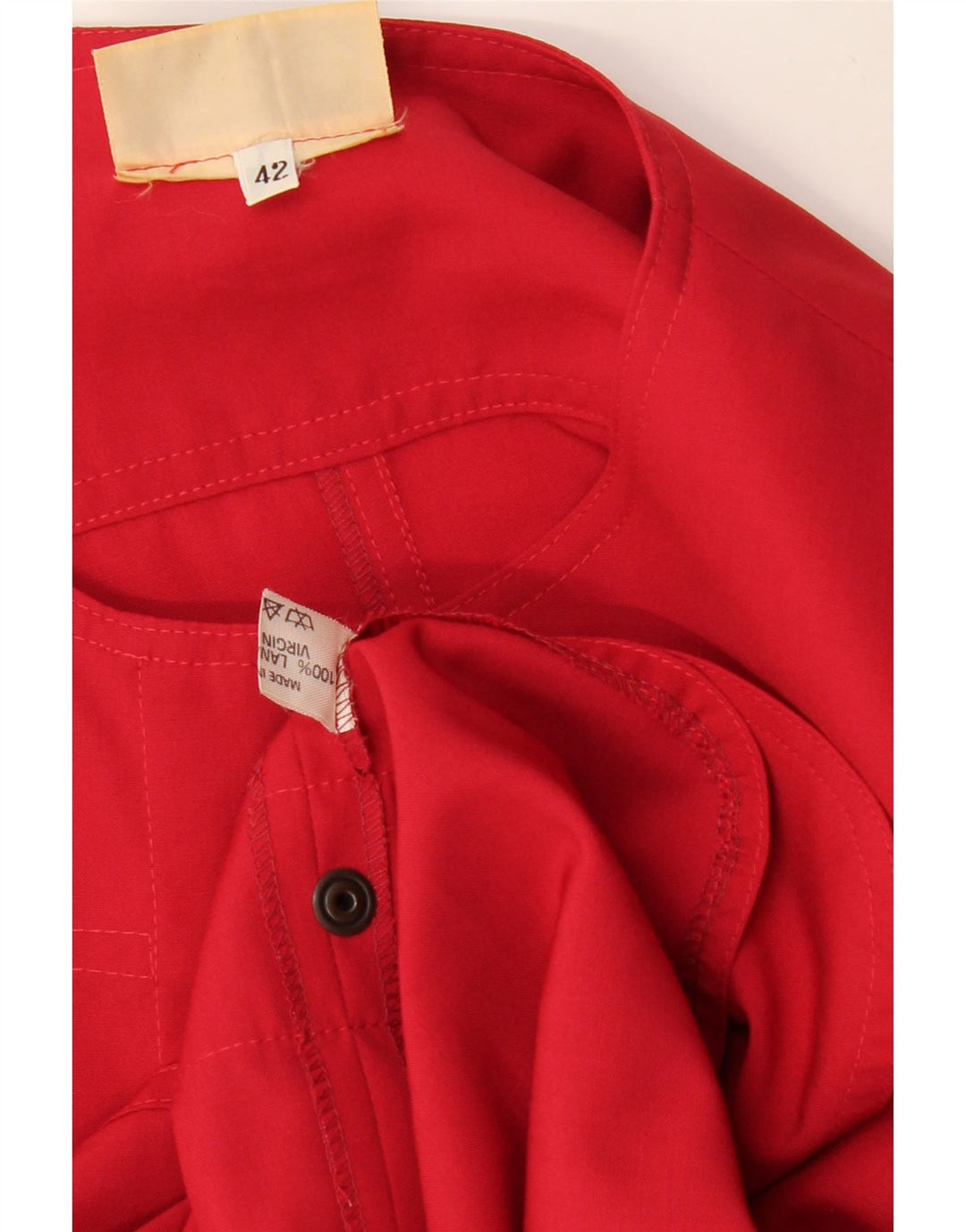 VINTAGE Γυναικείο Πουκάμισο Μπλούζα IT 42 Μέτριο κόκκινο παρθένο μαλλί