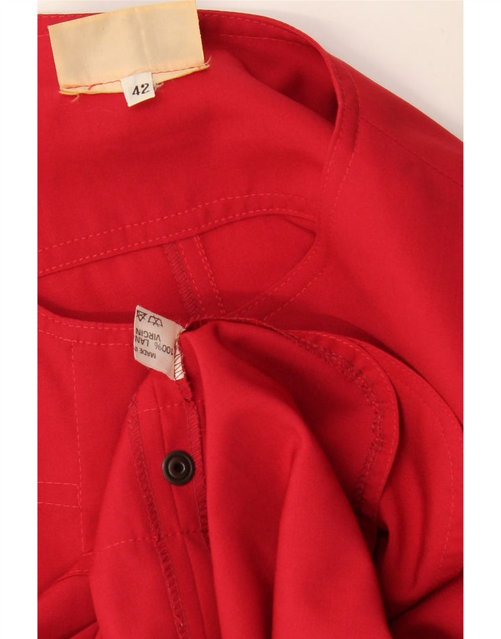 VINTAGE Γυναικείο Πουκάμισο Μπλούζα IT 42 Μέτριο κόκκινο παρθένο μαλλί