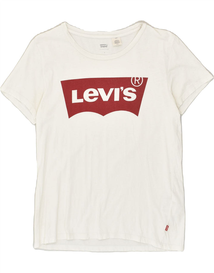 LEVI'S Womens Graphic T-Shirt Top UK 10 Small White Cotton | Vintage Levi's | Thrift | Second-Hand Levi's | Used Clothing | Messina Hembry 