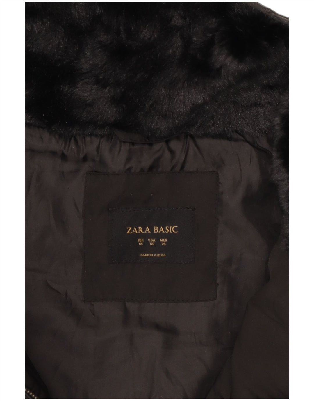Zara Γυναικείο μπουφάν με κουκούλα UK 6 XS μαύρο πολυεστέρα