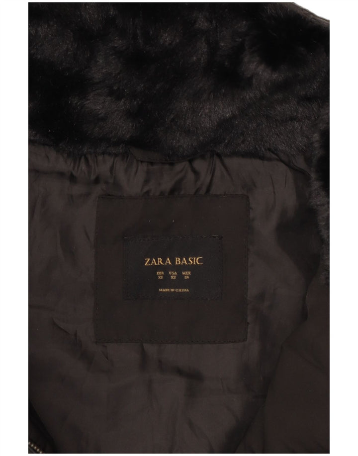 Zara Γυναικείο μπουφάν με κουκούλα UK 6 XS μαύρο πολυεστέρα