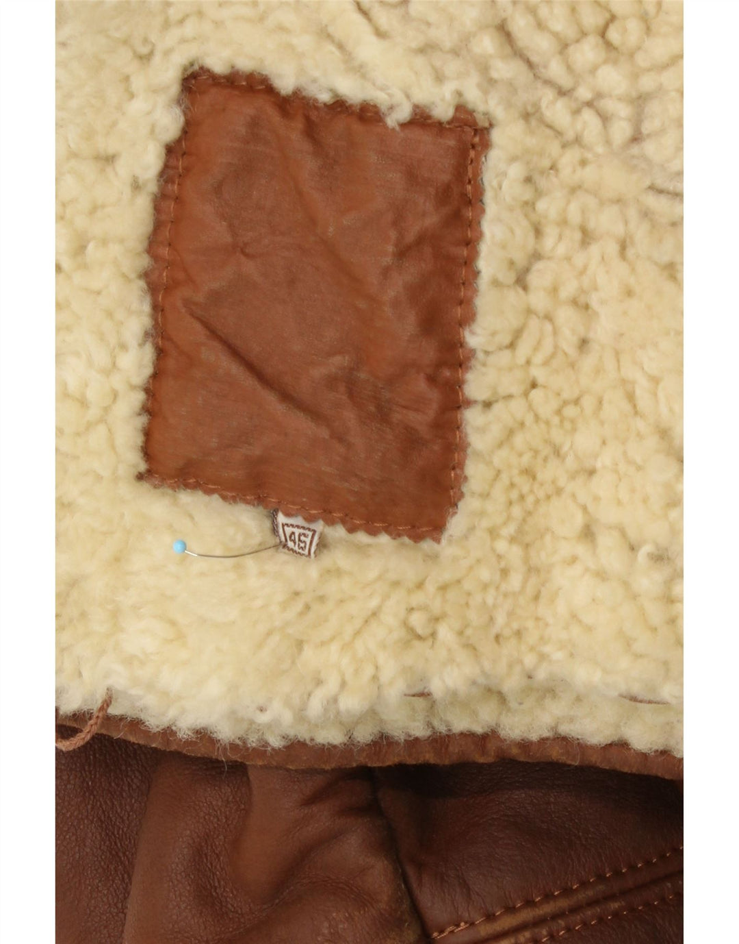 Vintage Ανδρικό Loose Fit Shearling Jacket IT 46 Small Brown Leather