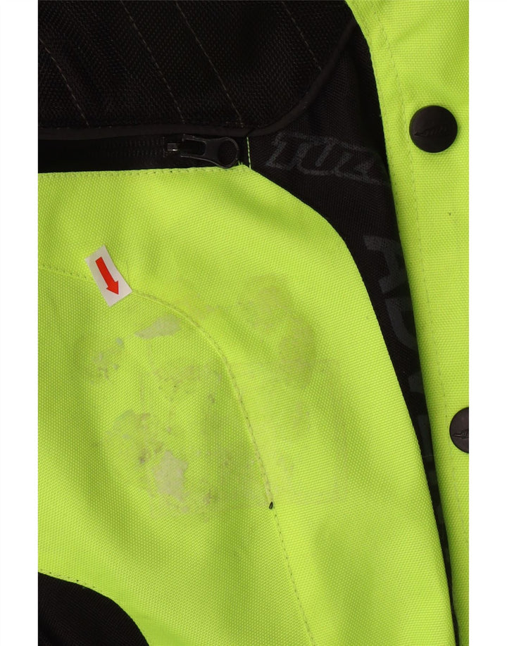 VINTAGE Ανδρικά γραφικά Moto Racer Bomber Jacket UK 44 2XL Green Colourblock