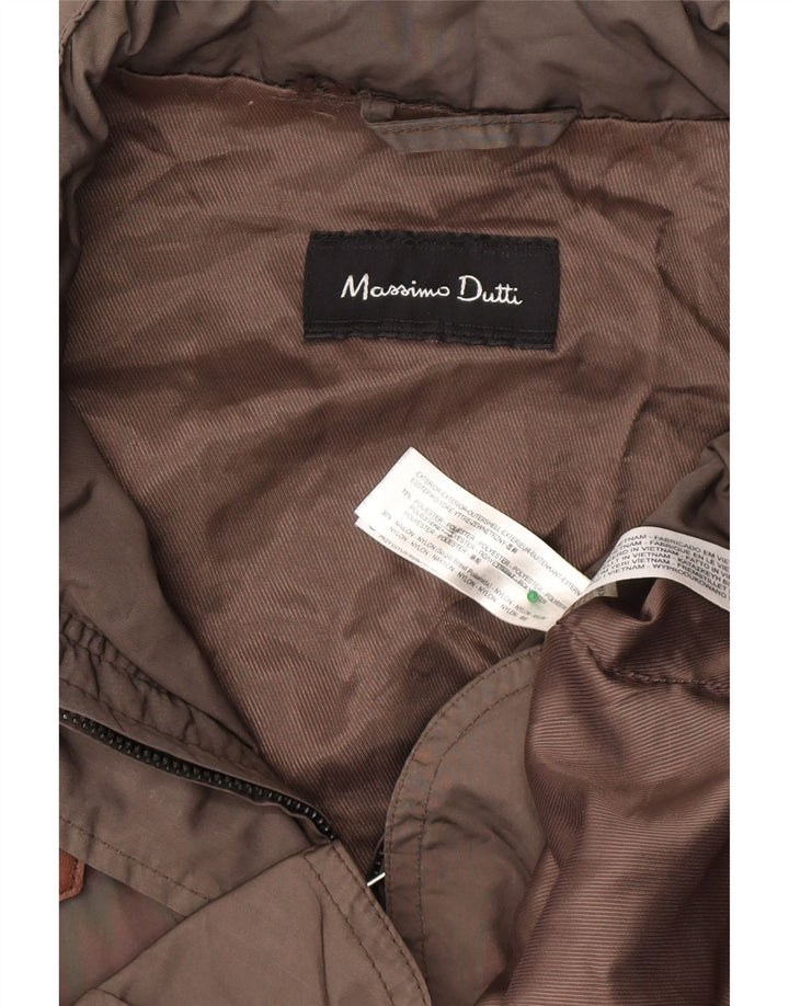 MASSIMO DUTTI Womens Oversized Hooded Utility Jacket UK 10 Small Grey