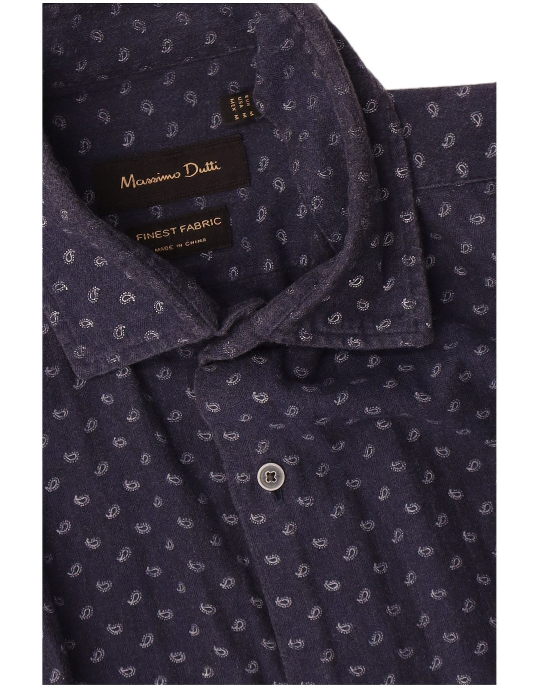 Ανδρικό πουκάμισο Massimo Dutti, Βαμβακερό μεσαίο μπλε ναυτικό Paisley