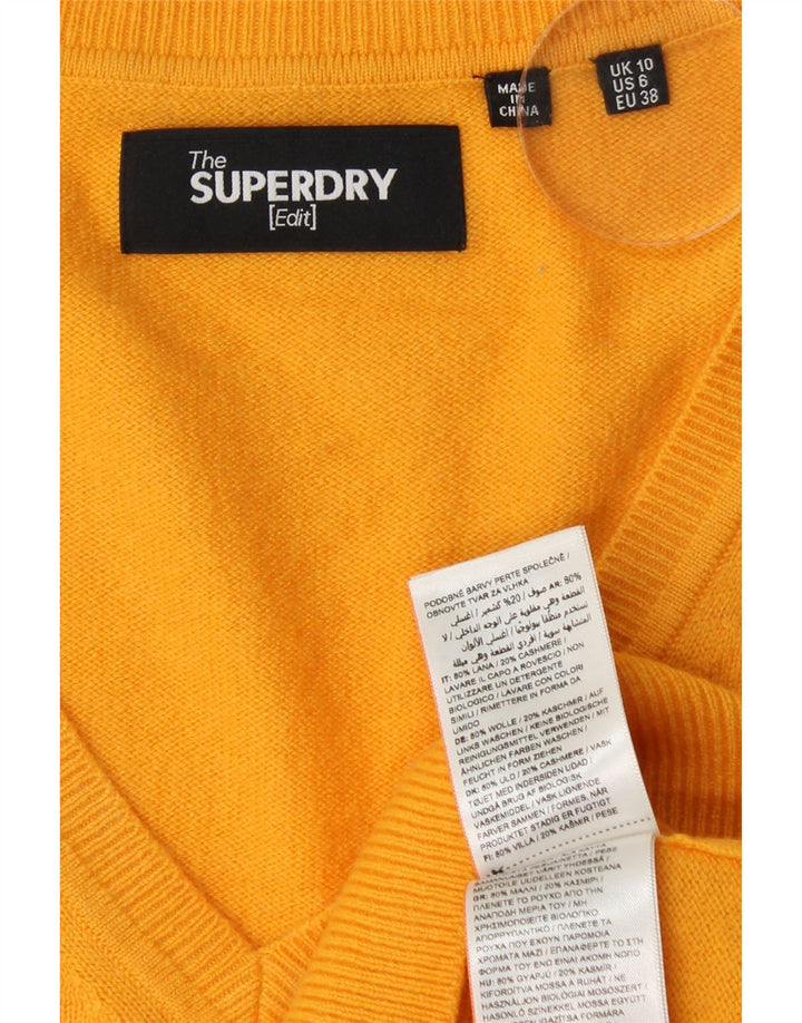 SUPERDRY Γυναικείο πουλόβερ με λαιμόκοψη μεγάλου μεγέθους UK 10 Μικρό κίτρινο μαλλί