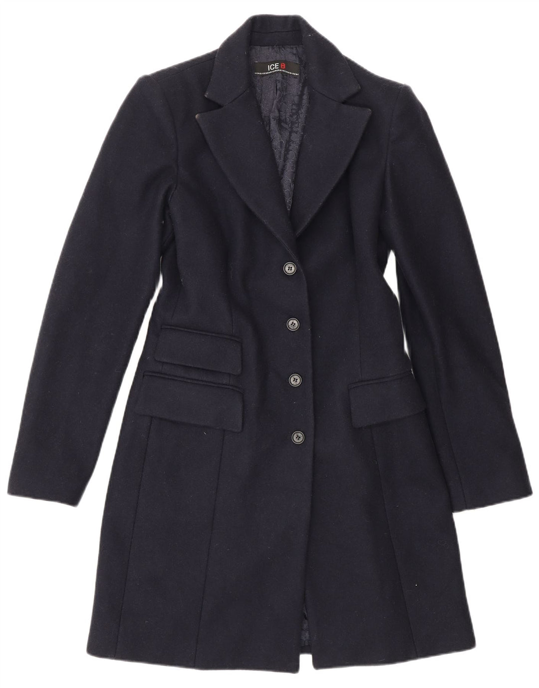 Iceberg Γυναικείο Πανωφόρι UK 10 Small Navy Blue Wool