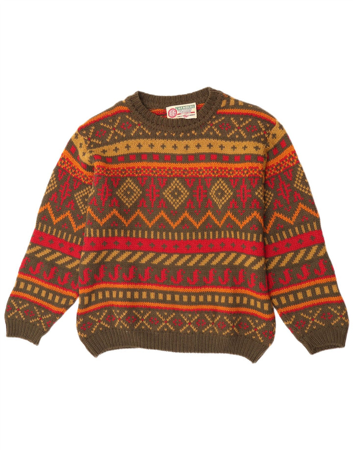 Ανδρικό πουλόβερ Chambers Crew Neck Jumper Μεσαίο πράσινο γεωμετρικό μαλλί