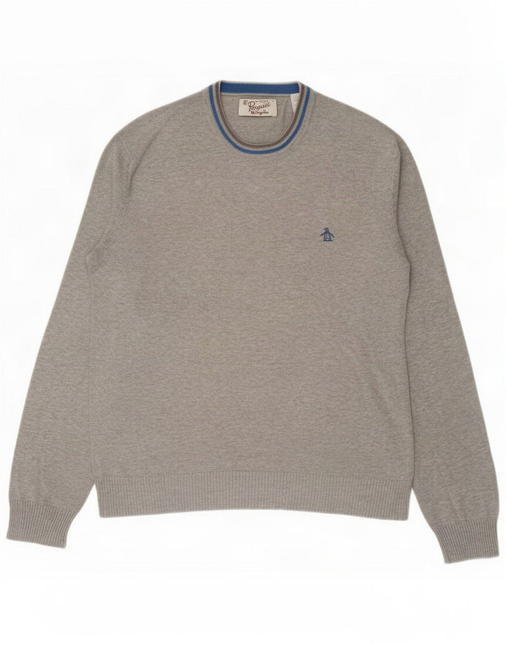 Penguin Mens Crew Neck Jumper Sweater Medium Grey