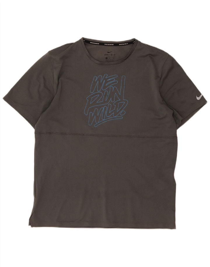 Ανδρικό γραφικό μπλουζάκι Nike Dri Fit, μεσαίο γκρι πολυεστέρας