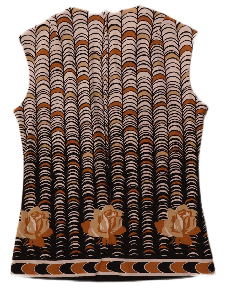 Vintage γυναικεία αμάνικη μπλούζα Top IT 40 Small Beige Geometric Polyester