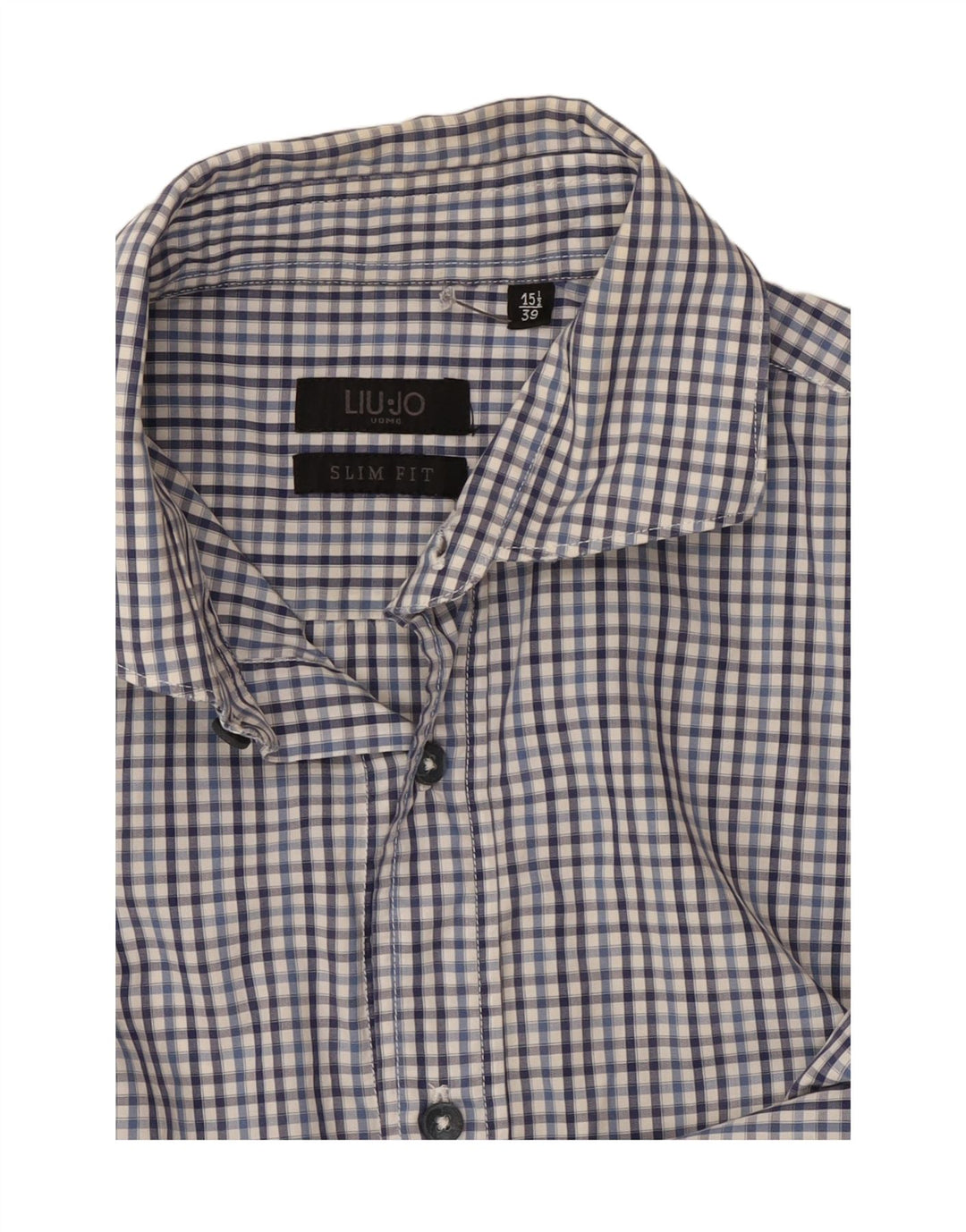 Liu Jo Ανδρικό πουκάμισο Slim Fit Size 39 15 1/2 Medium Navy Blue Check