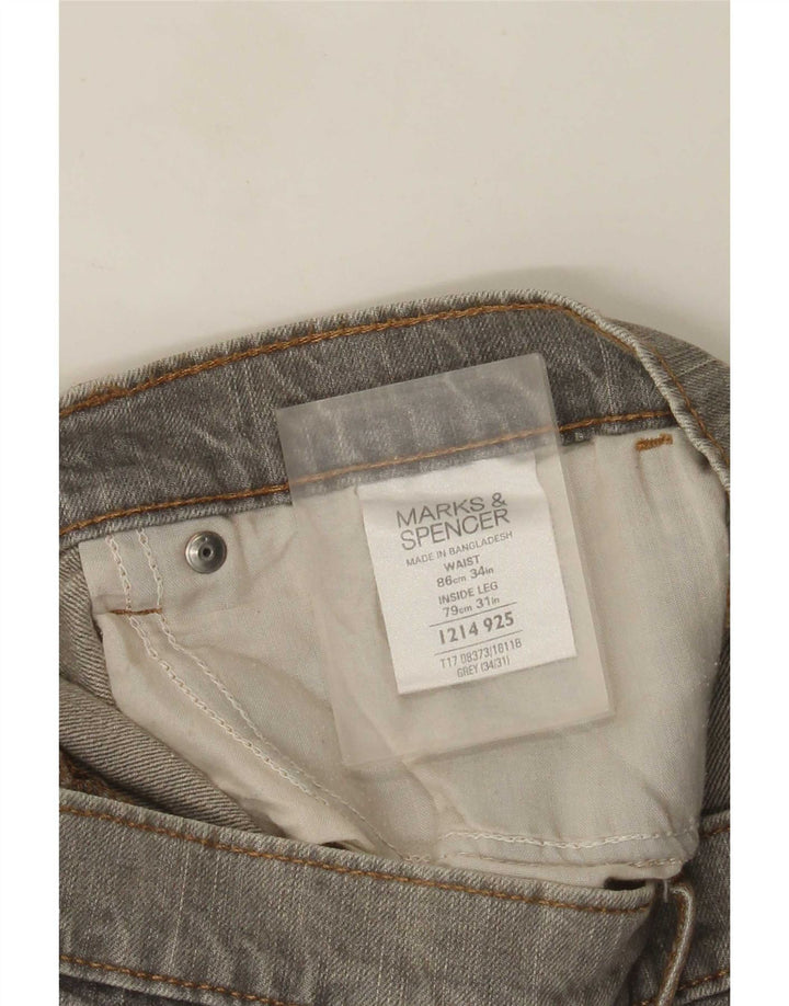 Ανδρικό τζιν ίσιο Marks & Spencer W34 L31 Γκρι βαμβακερό