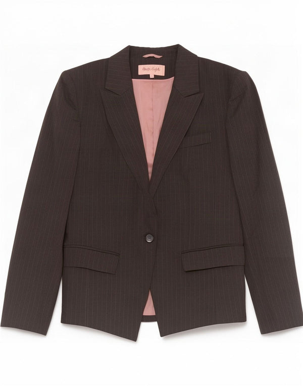 Phase Eight Mens 1 Button Blazer Jacket UK 12 Medium Grey Pinstripe