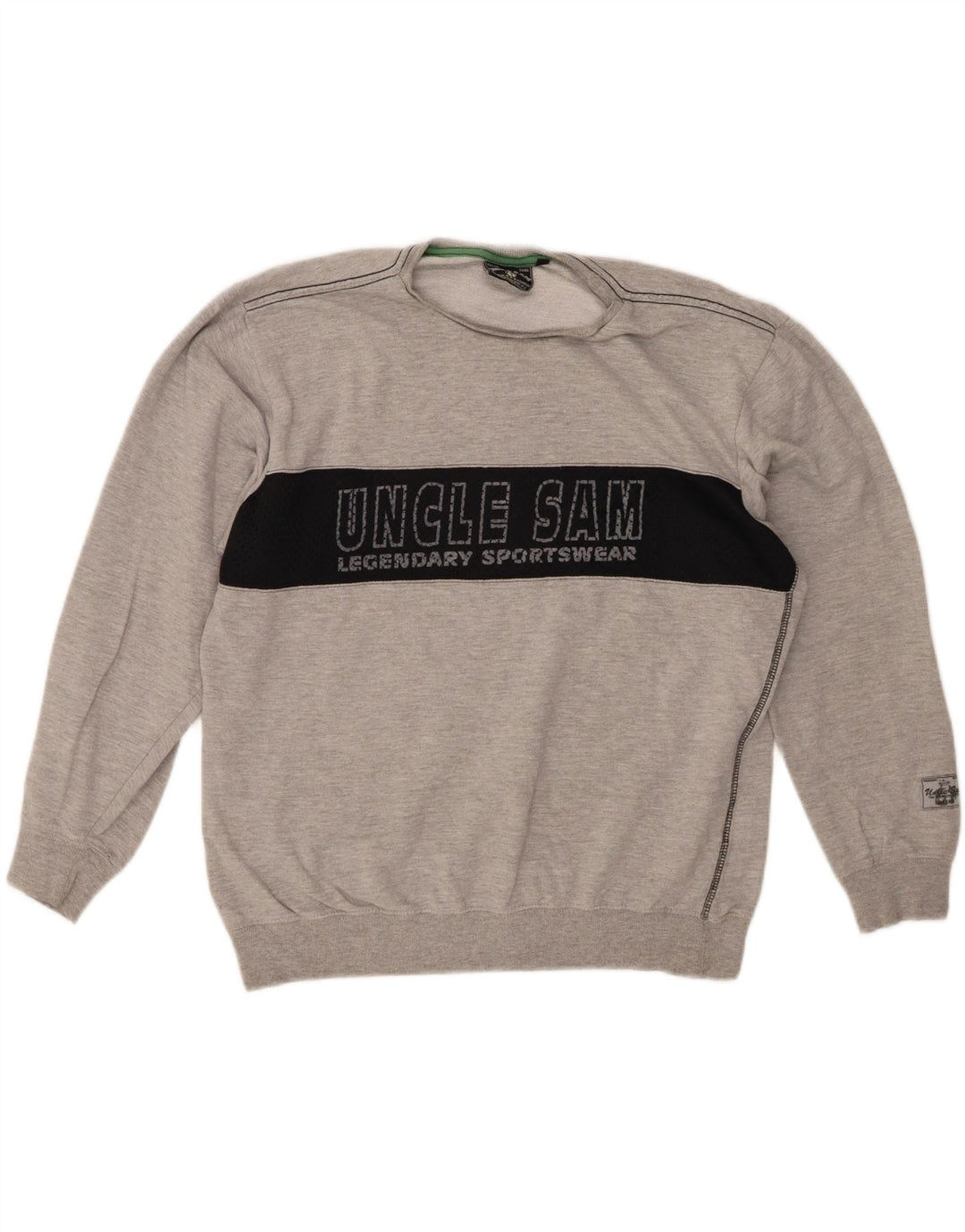 UNCLE SAM Mens Graphic Sweatshirt Jumper XL Grey Colourblock Cotton