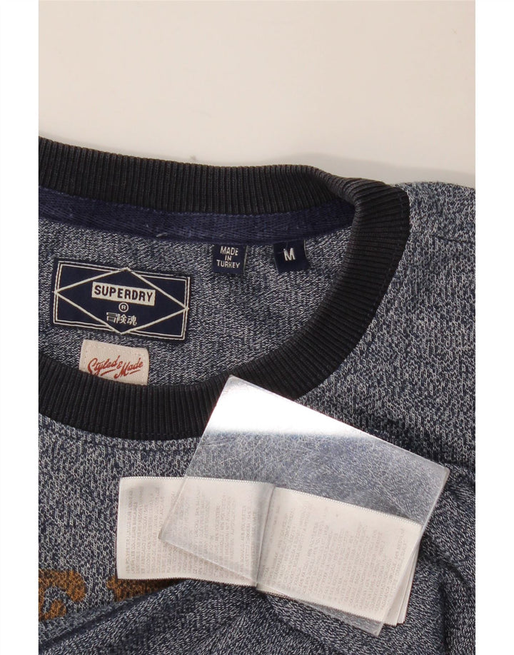 Ανδρικό γραφικό μπλουζάκι SUPERDRY Κορυφαίο μεσαίο μπλε ναυτικό βαμβακερό