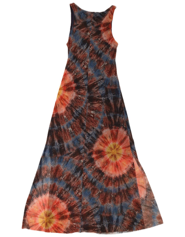 Desigual γυναικείο αμάνικο μάξι φόρεμα UK 12 μεσαία πολύχρωμη βαφή γραβάτας