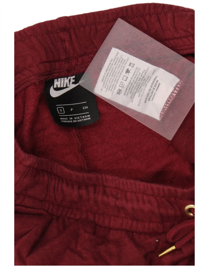 Γυναικεία αθλητική φόρμα NIKE γραφικά παντελόνια Joggers UK 10 Small Maroon Cotton